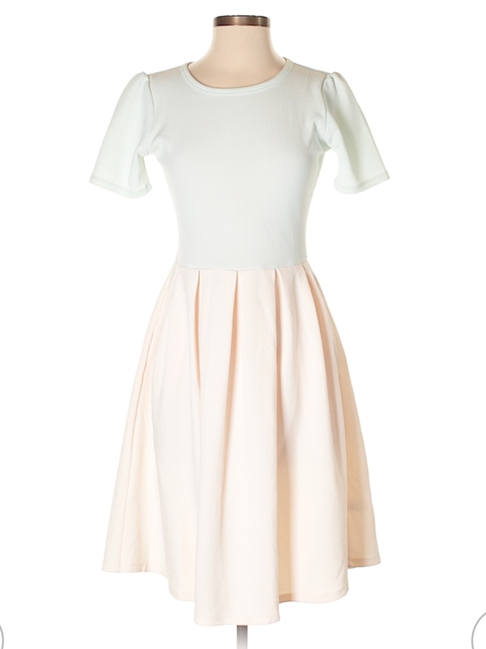 LuLaRoe White Top Pale Pink Skirt Fit-and-Flare Dress